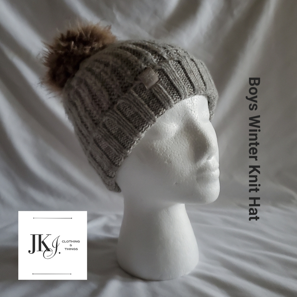 Boys Winter Knit Hat With Pompoms